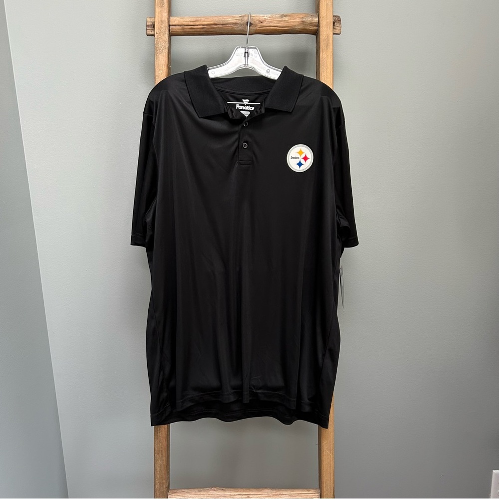 Men’s NFL fanatics size XL black Steelers polo shirt